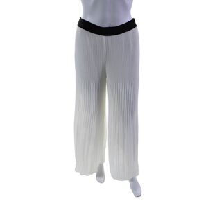 Shyloh Women's Elastic Waist Pull-On Pleated Wide Leg Pants White One Size